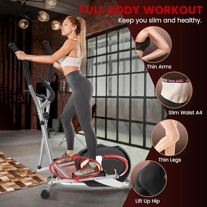 Dripex Elliptical Exercise Machine, Hyper-Quiet Elliptical Machine for Home, Magnetic Elliptical Training Machines with 8-Level Resistance, 6KG Flywheel, LCD Monitor, Pulse Sensor