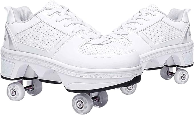Double-Row Deform Wheel Automatic Walking Shoes Invisible Deformation Roller Skate 2 in 1 Removable Pulley Skates Skating Parkour