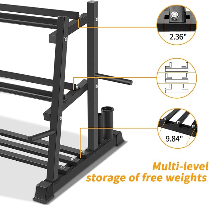 Dumbbell Rack, Bongkim Dumbbell Set with Rack Stand, Dumbbells Weights Rack for Home Gym, Weight Rack for Dumbbells, Kettlebells, and Weight Plates 1100LBS