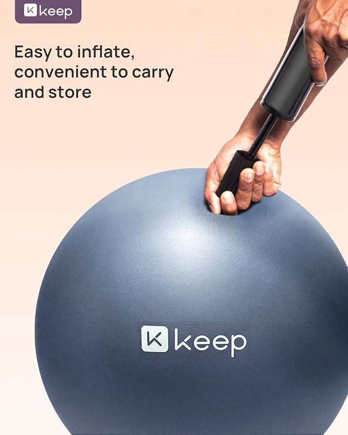 KEEP Pilates Small Exercise Ball Anti-Burst - Thickened Yoga Ball With Pump for Physical Therapy, Fitness, Workout, and Core Strength