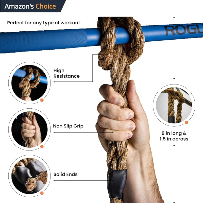 Monkee Grip Original Rope Grips – Enhance Grip Strength & Endurance, Versatile Fitness Accessory for Dumbbells & Barbells, Pull Up Bars Durable & Comfortable Design
