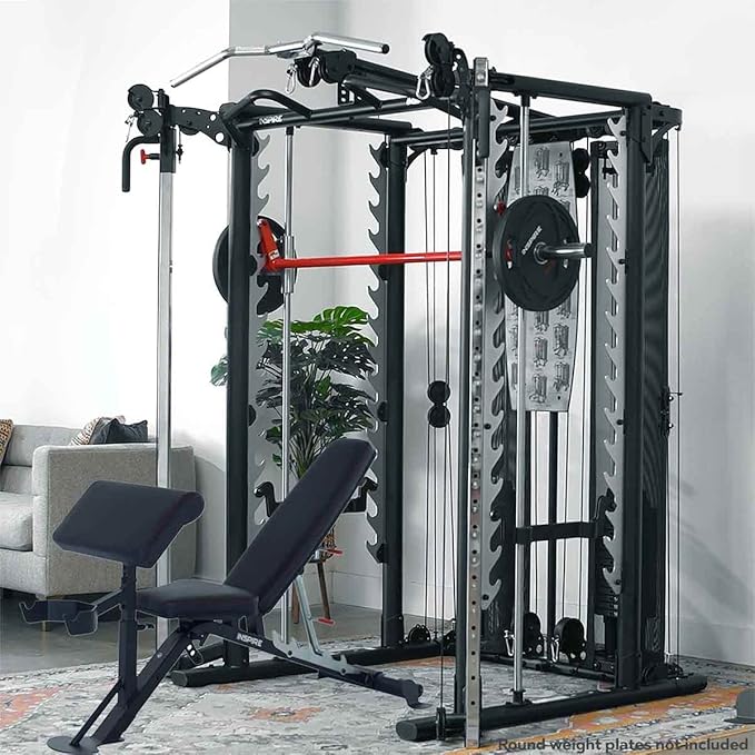 Inspire Fitness Functional Trainer Home Gym, SCS Smith Machine Cage System - Cable Machine Accessories - D-Handles, Ankle Strap & Multi-Function Belt