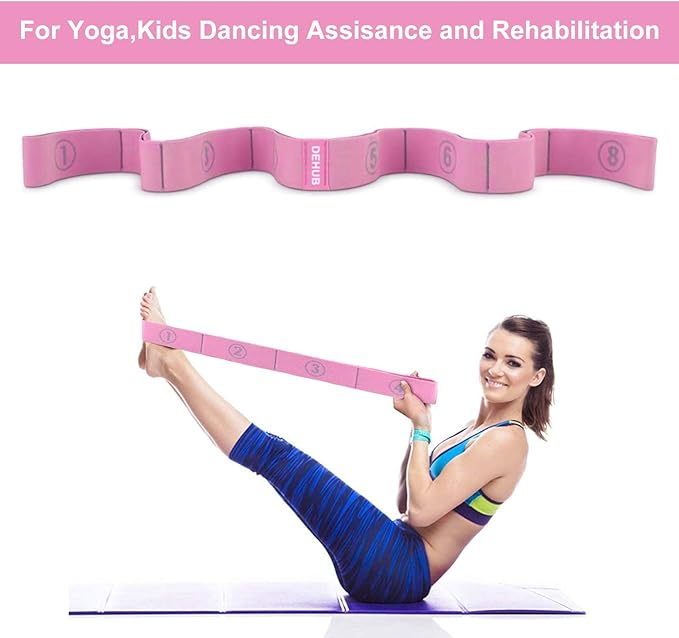 Stretch Strap, Elastic Yoga Stretching Strap, Multi-Loop for Physical Therapy, Pilates, Yoga, Dance & Gymnastics Exercise and Flexible Pilates Stretch Band
