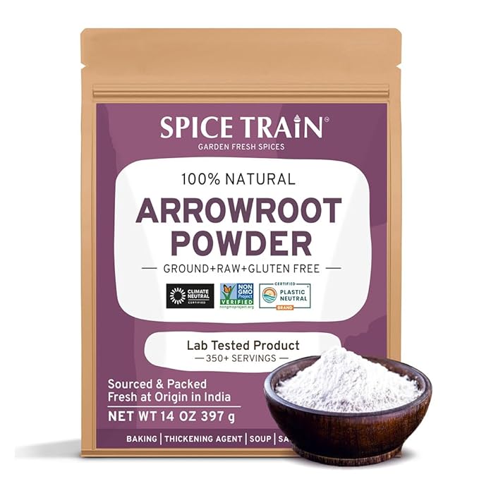 Arrowroot Powder (397g/14oz) Natural Thickener, Fine Ground | Wheat Flour Substitute | Non GMO, Gluten Free, Dairy Free | Neutral Flavor, Ideal for Baking/Cooking | Resealable Ziplock Pouch