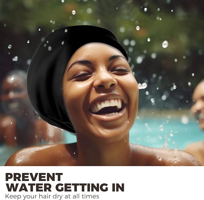 Extra Large Swim Cap - Silicone Cap for Long/Short Hair, Braids & Dreadlocks - Keeps Hair Dry