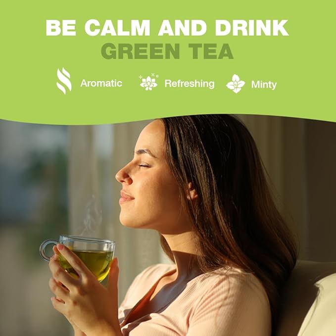 HANDPICK, Green Tea Bags - 100 Eco-Friendly Tea Bags | Resealable Pack for Freshness | Delicate & Flavory | Direct From India