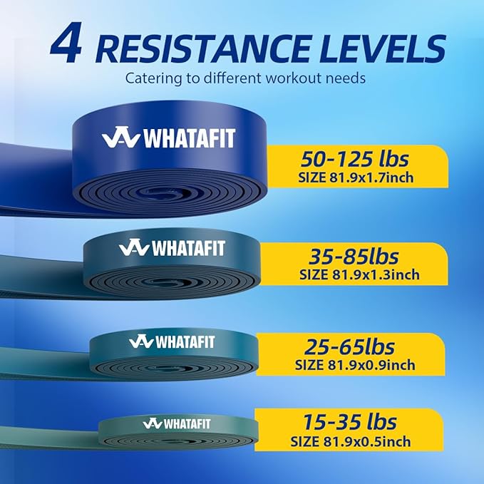 WHATAFIT Resistance Bands, Pull Up Assistance Bands, Exercise Bands, Workout Bands Set for Men and Women Home Fitness, Body Stretching, Strength Training, Physical Therapy