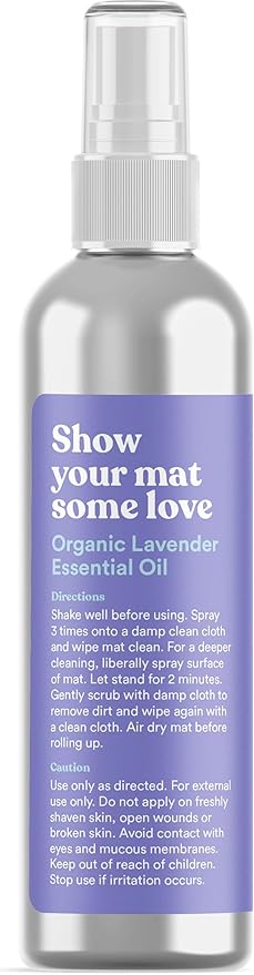 ASUTRA Yoga Mat Cleaner Spray (Peaceful Lavender - Aluminum Bottle), 4 fl oz - No Slippery Residue, Organic Essential Oils, Deep-Cleansing for Fitness Gear & Gym Equipment, Microfiber Towel Included