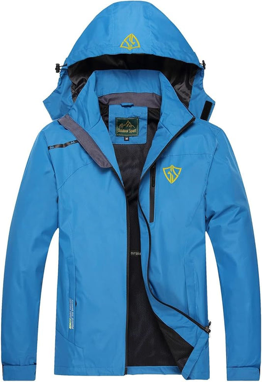 GIISAM Mens Windproof Jacket Waterproof Lightweight Mountain Sport Jacket for Men Hooded Windbreaker Raincoat