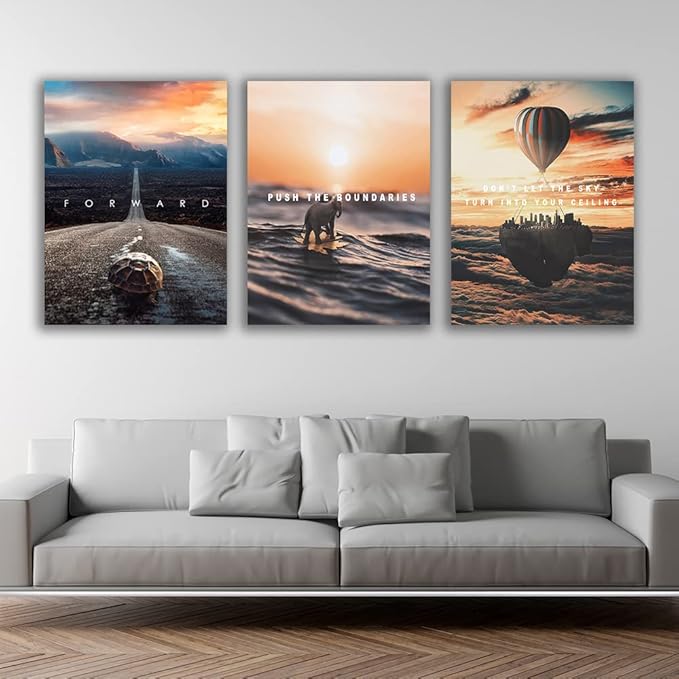 Motivational Wall Decor Poster Inspirational Wall Art 3 Pieces Canvas Wall Painting Framed Artwork for Living Room Bedroom Office Home Decor Prints Pictures Wall Decor Ready to Hang 48''Wx 24''H