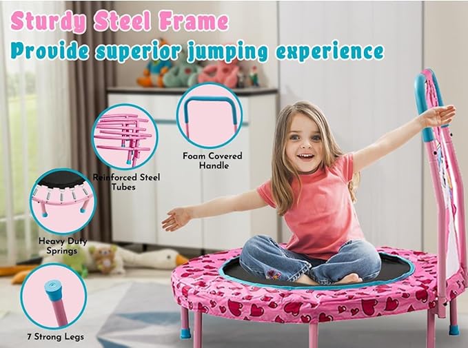 SSLine No-Gap 36'' Trampoline for Kids Toddler with Safety Pad, 36 inch Mini Trampoline with Heavy Duty Frame Indoor, Small Trampolines Max Load 220lbs, Gifts for Boys and Girls