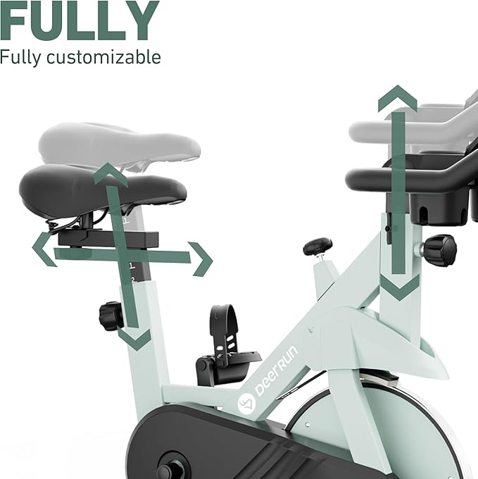 DeerRun Exercise Bike, Indoor Cycling Bike Brake Pad/Adjustable Magnetic Stationary Bike with App, Low Noise Workout Bike for Home Cardio 300lbs Weight Capacity with Pad Mount & LCD Monitor