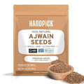 HANDPICK Ajwain Seeds (397g/14oz) Whole Carom Seeds | Vegan, Gluten free, Non GMO | Raw Carom Bishops, Indian Origin | Packed in Resealable Ziplock Pouch