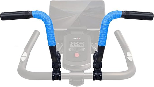 Handlebar Extender for Peloton Indoor Exercise Bikes, 1 Pair of Ultimate Handlebar Extension of Peloton Accessories (Sheep-horn (with Blue Tapes & Grips))