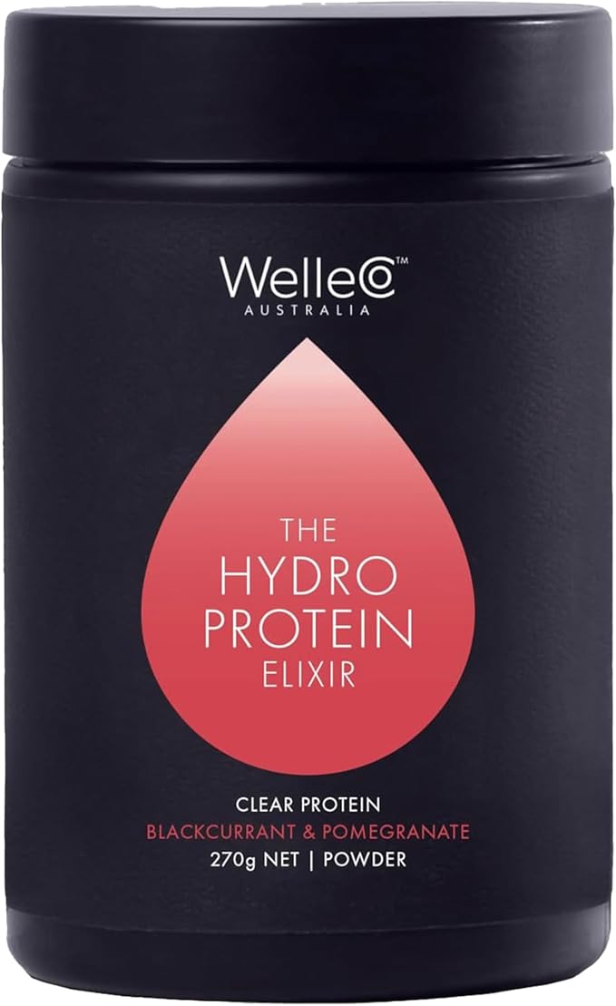 WelleCo HydroProtein Elixir, Potassium Electrolyte Powder with 15g Vegan Protein for Energy, Healthy Hair, Skin & Nails, Easy to Digest Powdered Electrolytes, Black Currant & Pomegranate, 9.5oz Jar