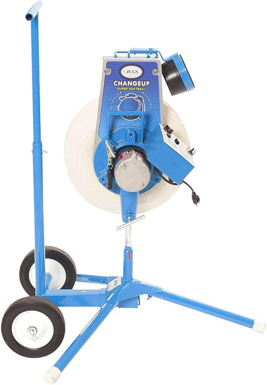 Jugs Changeup Super Softball Pitching Machine - New Changeup Feature! Fastballs up to 70 mph and changeups at speeds as Low as 44 mph.