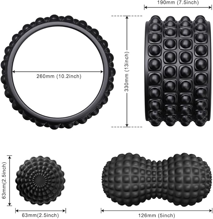 Kipika Back Roller Wheel,Back Stretcher,Back Cracker,Yoga Wheel, Foam Roller for Back Pain Relief and Posture Correction with Massage Ball