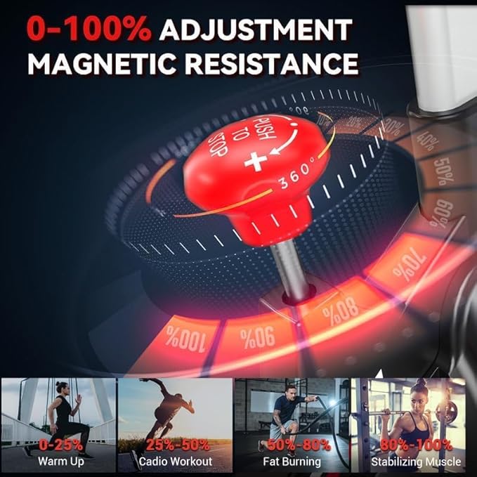 Exercise Bike, WENOKER Magnetic Resistance Stationary Bike for Home, App Supported Indoor Bike with Whisper Quiet, Heavy Flywheel and Upgraded Digital Display