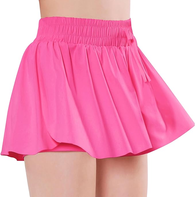 EXARUS Girls Butterfly Shorts Flowy Dance Skirt Cheer Skorts Athletic Tween Clothes Teen Preppy Outfits Flutter Kids