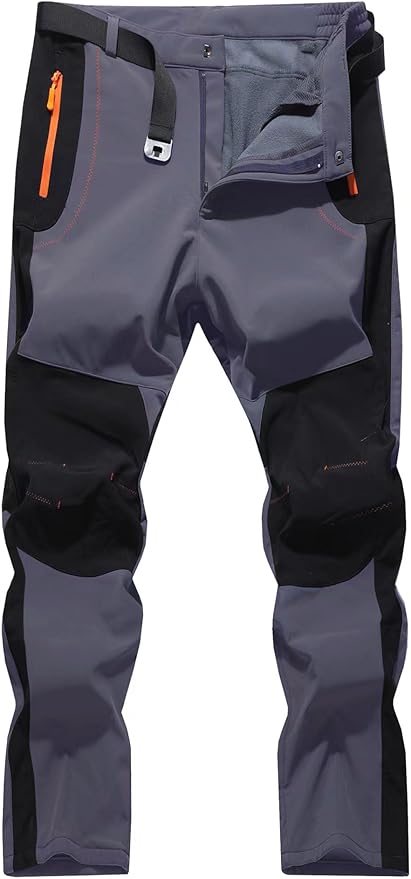 Men's Hiking Snow Ski Pants Softshell Fleece Lined Winter Water Repellent Outdoor Fishing Cargo Pants