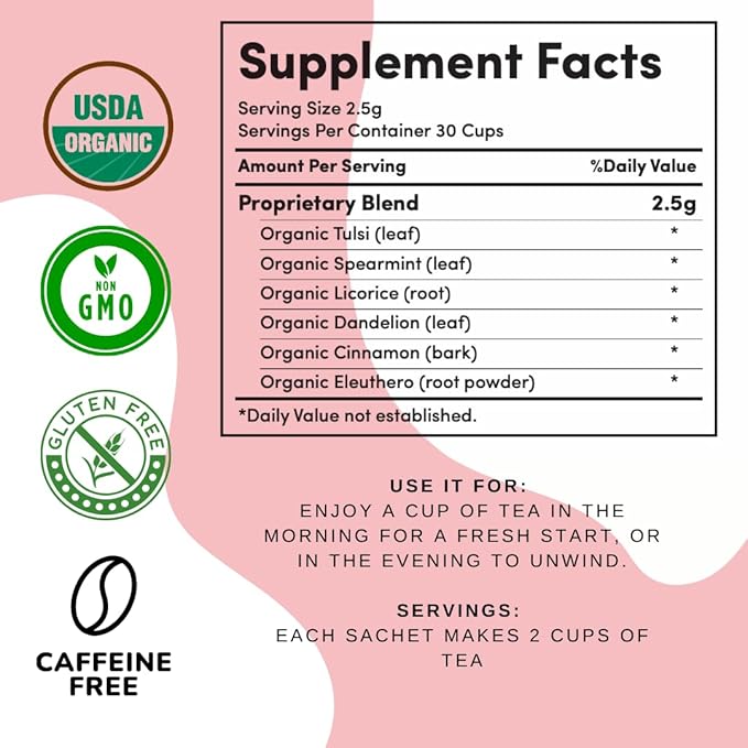 AutoimmuniTea – AIP Thyroid Support and Hormone Balance Tea for Women, Autoimmune Protocol Caffeine Free Eleuthero Tulsi, Spearmint, Licorice Tea Bags