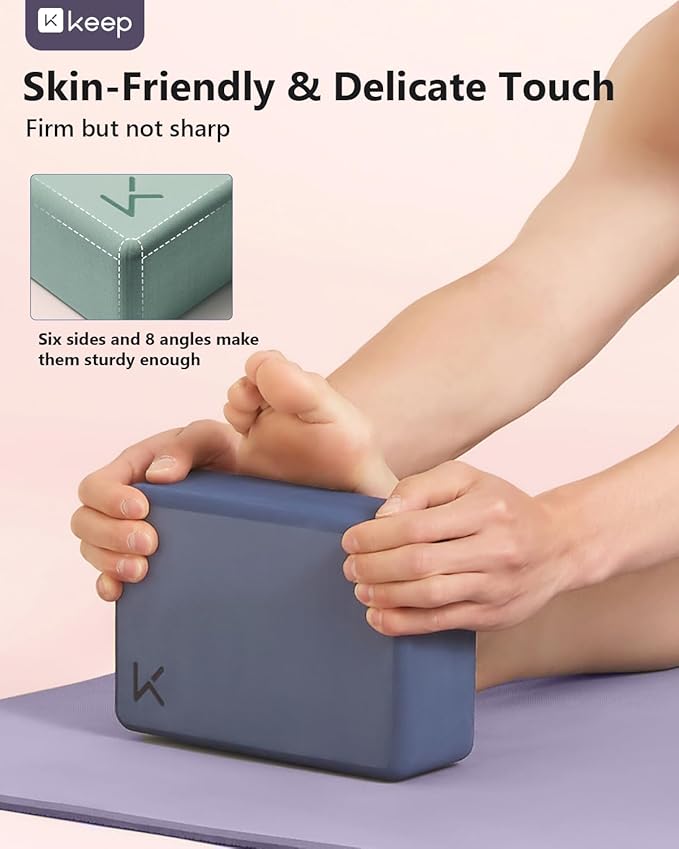 KEEP Yoga Block, High-Density EVA Foam 2 Pack Yoga Block with Non-Slip Textured Surface, Supportive, Lightweight - Ideal for Yoga, Pilates, and Stretching Exercises