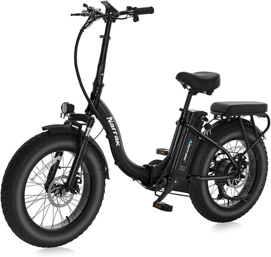 Fat Tire Folding Electric Bike, 48V & 624Wh Lithium Removable Battery, Peak 1100W Brushless Motor, Max Speed 28Mph, M5 Large LCD Display, Suspension, Step-Over/Thru Frame