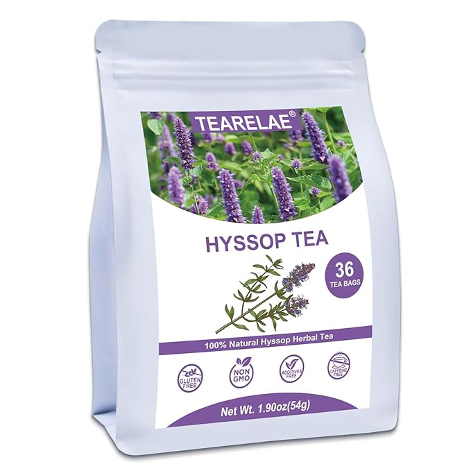 TEARELAE - Hyssop Tea, 36 Count - Pure Hyssop Herbal Tea Bag - Smooth Flavor - Aid Digestion - Non-GMO - Caffeine-Free
