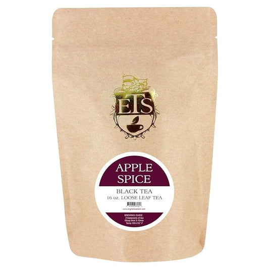 English Tea Store Loose Leaf, Apple Spice Flavored Black Tea Pouches - 4oz, 4 Ounce