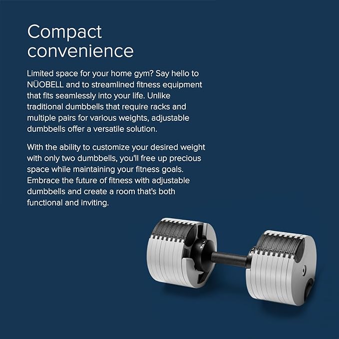 NÜOBELL® Adjustable Dumbbell Set, 5-50 LB or 5-80 LB, Easy Twist 2024-25 Model, All-In-One Weights Set (Pair) for Home, Original Manufacturer