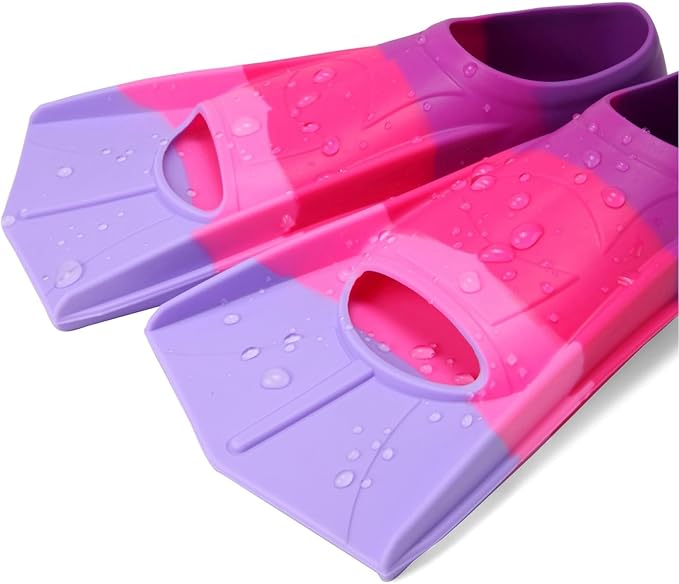 Kids Swim Fins,Short Kids Fins Youth Swimming Flippers for Lap Swimming Training for Children Girls Boys Beginners