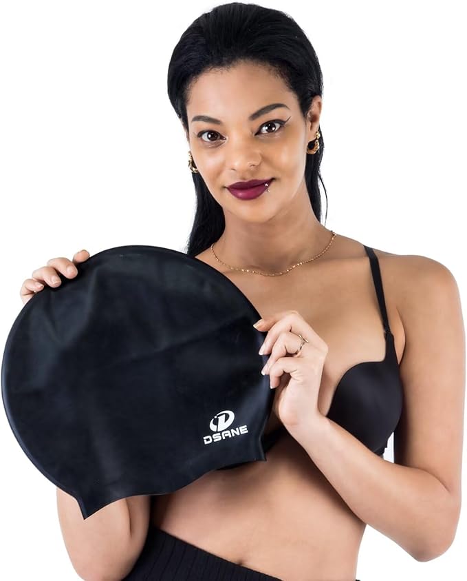 Dsane Extra Large Swimming Cap for Women and Men,Special Design Swim Cap for Very Long Thick Curly Hair&Dreadlocks Weaves Braids Afros Silicone Keep Your Hair Dry