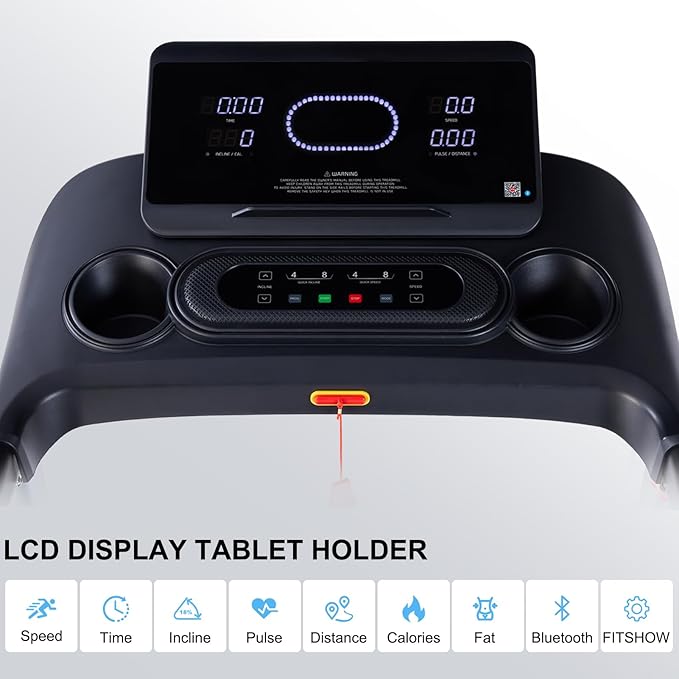 Incline Treadmills for Home, Treadmill with 18% Auto Incline, Heavy Duty 400LBS Capacity, Running Machine with 18.90" Wide Belt, 0.5-12 MPH Speed, 3.5 HP, 36 Programs, APP, Bluetooth, Foldable