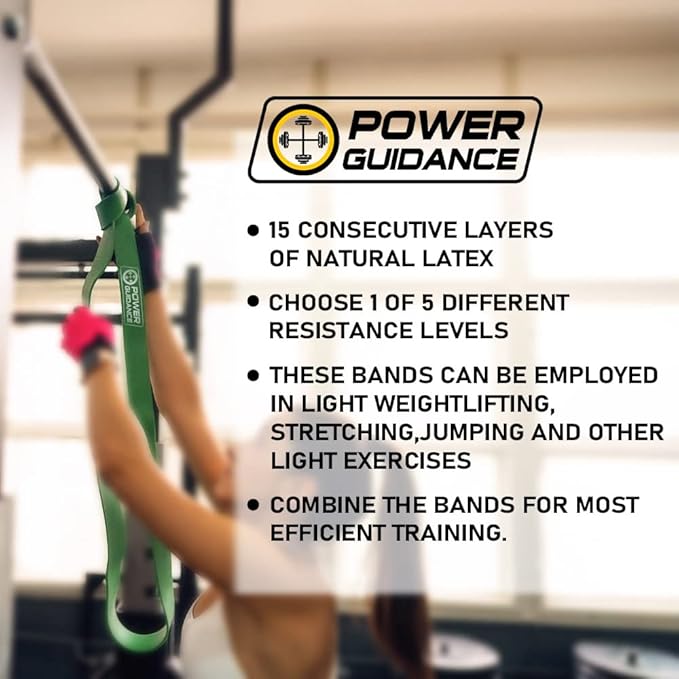 POWER GUIDANCE Pull Up Assist Bands - Stretch Resistance Band - Mobility Band - Powerlifting Bands - by Perfect for Body Stretching, Powerlifting, Resistance Training