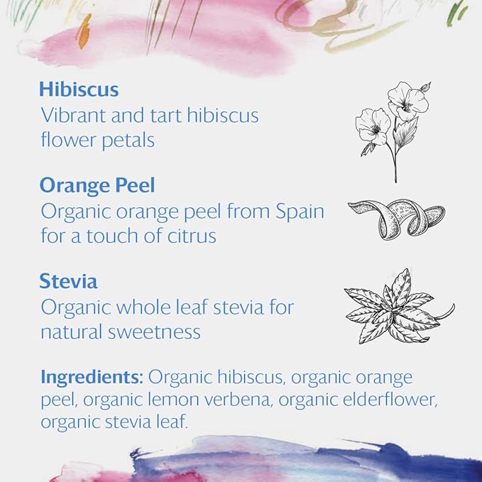 Grace Farms HIBISCUS ORANGE Herbal Tea (16 Pyramid Sachets) | Naturally Sweet, Reviving and Caffeine Free | Organic, Fair Trade and Kosher Certified | Delicious Iced Tea | Gives Back 100% of Profits