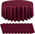 10 Packs Satin Tablecloth 120 Inch Burgundy Round Table Cloth Silk Tablecloth Smooth Fabric Overlay Satin Table Cover Decoration for Wedding Party Banquet Events