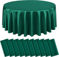 10 Packs Satin Tablecloth 120 Inch Dark Green Round Table Cloth Silk Tablecloth Smooth Fabric Overlay Satin Table Cover Decoration for Wedding Party Banquet Events
