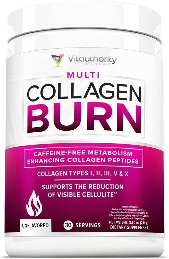 Hydrolyzed Collagen Powder for Weight Loss - Collagen Burn Ultimate Beauty Complex Multi Collagen Peptides Powder for Women with Types I II III V and X for Fat Burning Support - Unflavored