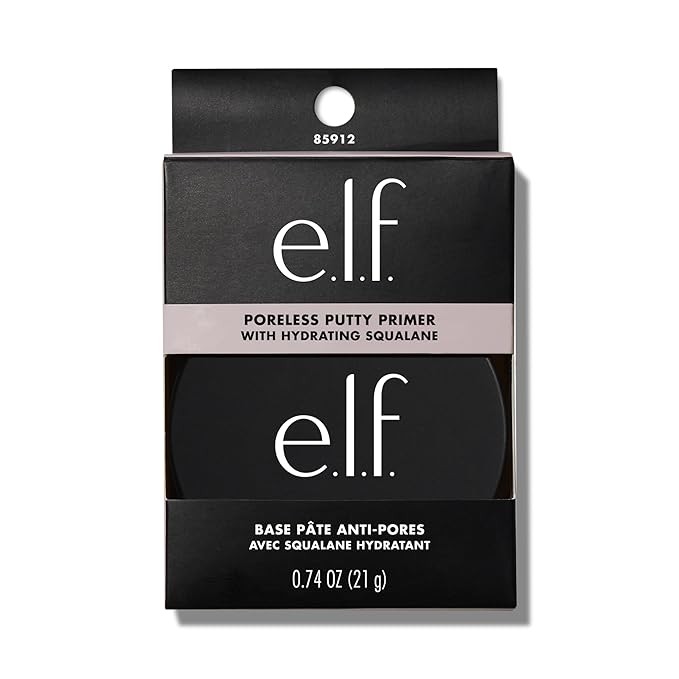 e.l.f. Poreless Putty Primer, Silky, Skin-Perfecting, Lightweight, Long Lasting, Smooths, Hydrates, Minimizes Pores, Flawless Base & Finish, All-Day Wear, Ideal for All Skin Types, 0.74 Fl Oz