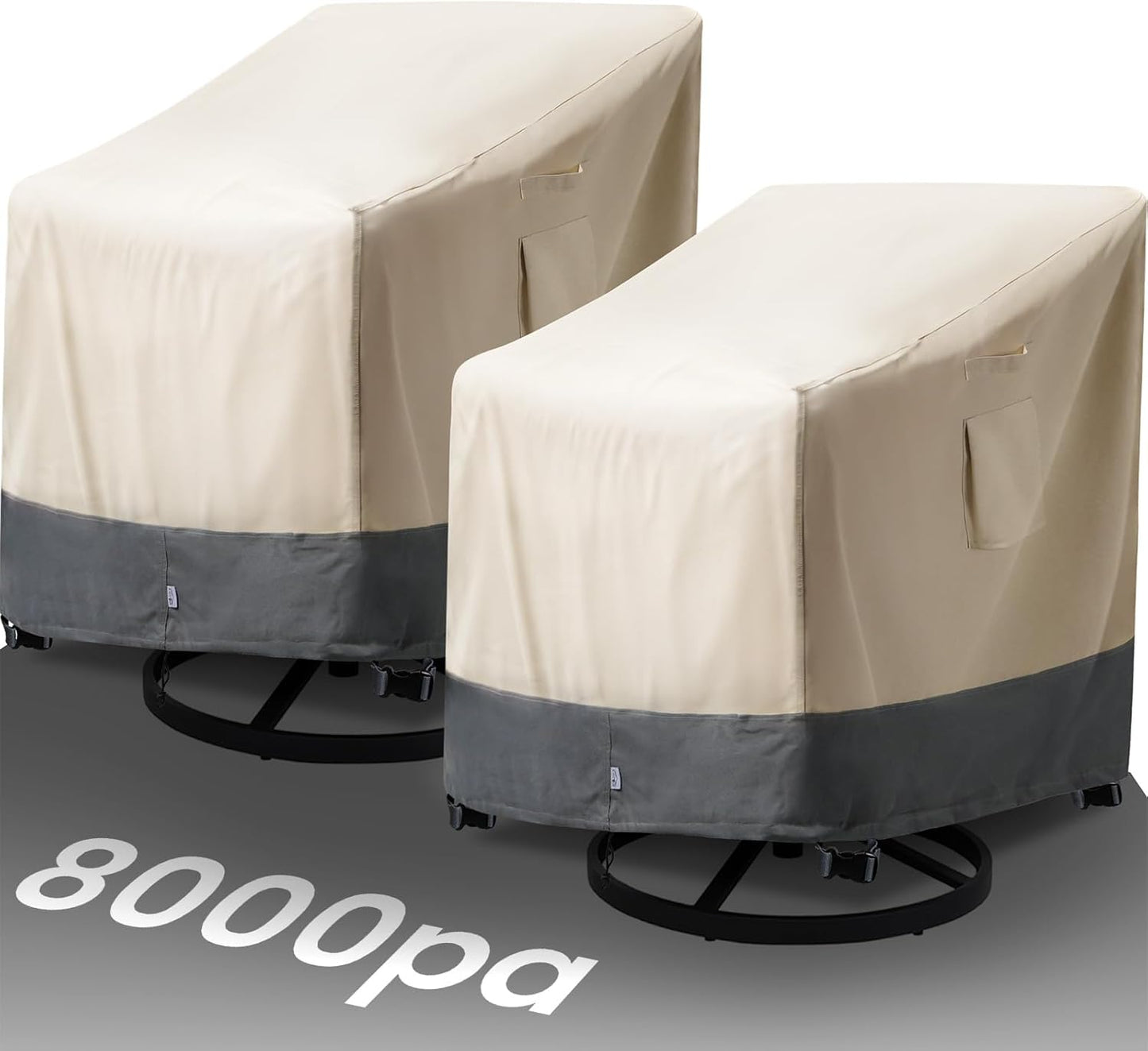 Extra Heavy Duty Patio Chair Covers Waterproof - 2 Pack Patio Furniture Seat Covers for Outdoor Swivel/ Rocking Chair/ Stackable Dining Chairs, with Air Vents, 28" W x 33" D x 38.5" H