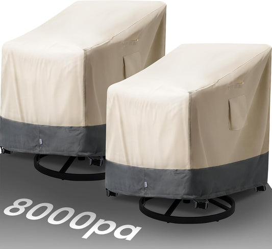 Extra Heavy Duty Patio Chair Covers Waterproof Up to 8000pa, 2 Pack Patio Furniture Covers for Outdoor Swivel/ Rocking Chair/ Adirondack Chairs, Outdoor Seat Cover with Air Vents, 33"W x 35"D x 38.5"H