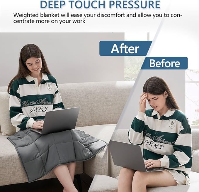 L'AGRATY Weighted Lap Blanket 7lb: Small Weighted Blankets for Adults Portable Travel - Cooling Pad Blanket for Relaxation Sleeping - Cozy Lap Washable All-Season(29" x 24")