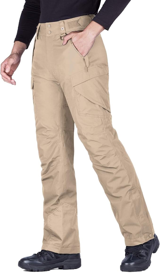 FREE SOLDIER Men's Waterproof Snow Insulated Pants Winter Skiing Snowboarding Pants with Zipper Pockets