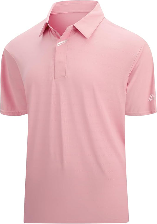 Esabel.C Jacquard Golf Shirts for Men Moisture Wicking Short Sleeve Performance Dry Fit Active Mens Polo Shirts