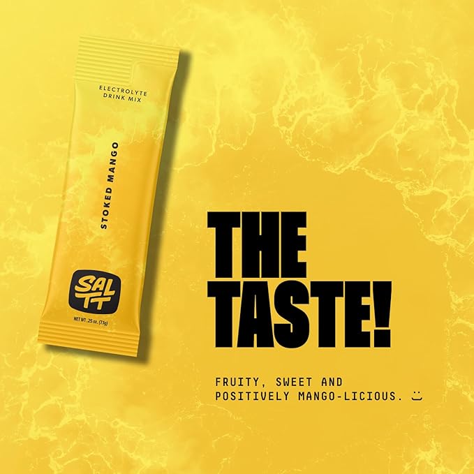 Keto Chow SALTT Electrolytes Powder Packets, Stoked Mango (30 Hydration Packets) - Magnesium, Potassium, Sodium, Trace Minerals - Vegan, Sugar & Gluten Free - Travel Essentials - Made in USA