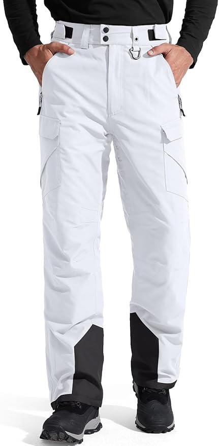 FREE SOLDIER Men's Waterproof Snow Insulated Pants Winter Skiing Snowboarding Pants with Zipper Pockets