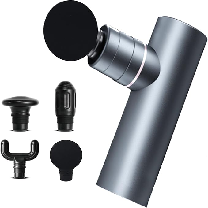 Mini Massage Gun, Percussion Deep Tissues Muscle with 4 Attachments, Full-Metal Electric Portable Hand Held Massager Gun for Back, Body Sore Muscles, Pain Relief, Gifts for Office, Home