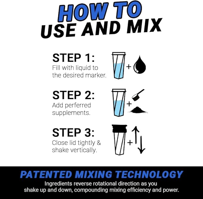 HELIMIX 2.0 Vortex Blender Shaker Bottle Holds upto 28oz | No Blending Ball or Whisk | USA Made | Portable Pre Workout Whey Protein Drink Shaker Cup | Mixes Cocktails Smoothies Shakes | Top Rack Safe