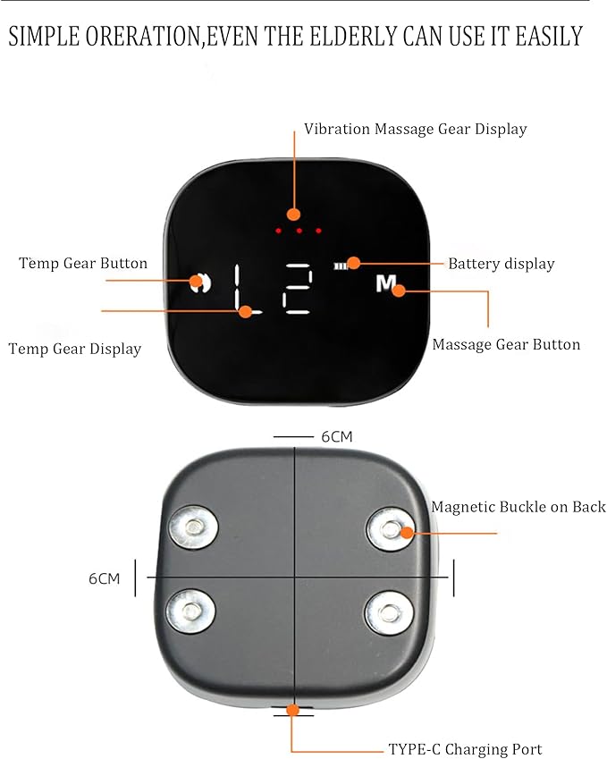 Red Light Therapy Wristband with Heat & Massage, Red Light Therapy Belt - 36 LED Lights, 5 Massage Levels & 3 Heat Settings, Rechargeable Portable Design(1Pce Black)