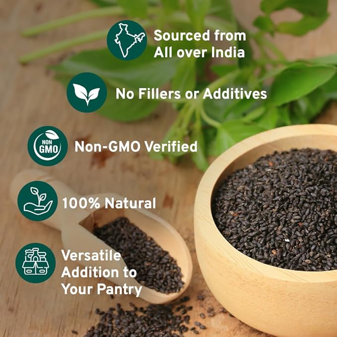 HANDPICK Holy Basil Seeds (397g/14oz) Gluten free, Raw Sabja, Tukmaria Seeds from India, Packed in Resealable Zip Lock Pouch